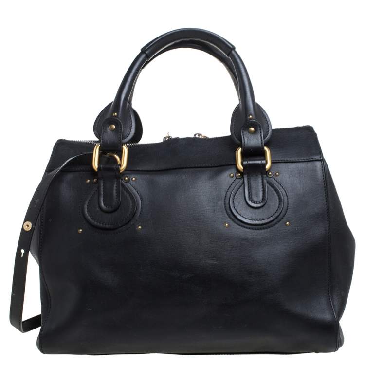 Pre Owned Chloe Black Leather Aurore Pure Paddington Tote 