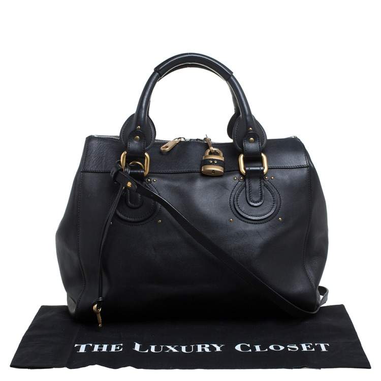 Pre Owned Chloe Black Leather Aurore Pure Paddington Tote 