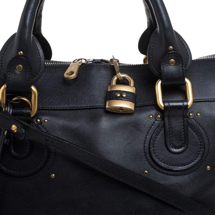 Pre Owned Chloe Black Leather Aurore Pure Paddington Tote 