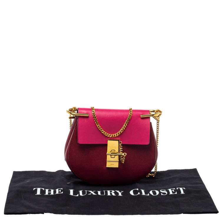 Pre Owned Chloe Burgundy/Fuchsia Leather Small Drew Shoulder Bag