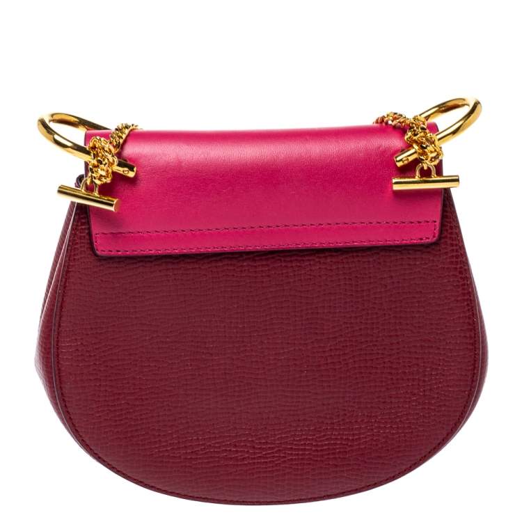 Pre Owned Chloe Burgundy/Fuchsia Leather Small Drew Shoulder Bag