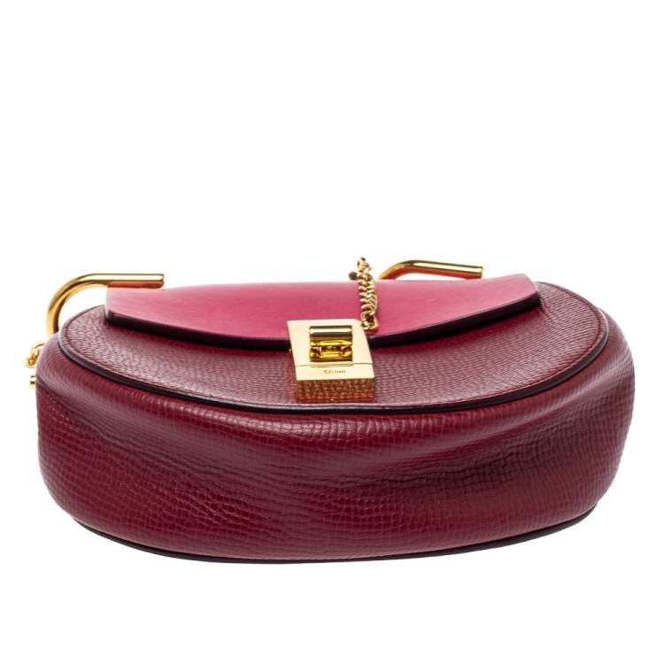 Pre Owned Chloe Burgundy/Fuchsia Leather Small Drew Shoulder Bag