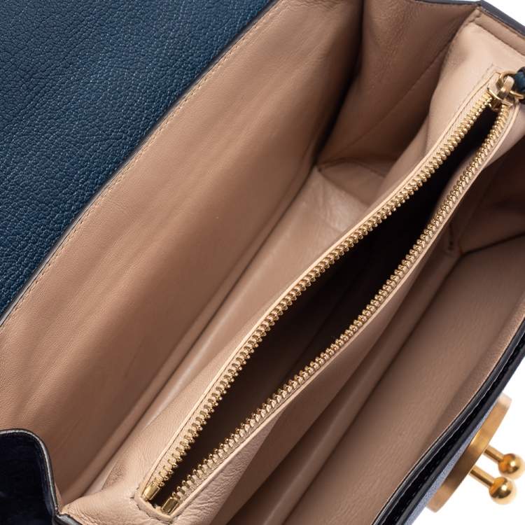 Pre Owned Chloe Blue Leather and Suede Mily Shoulder Bag