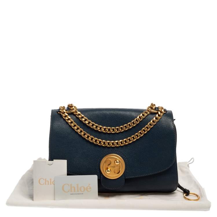 Pre Owned Chloe Blue Leather and Suede Mily Shoulder Bag