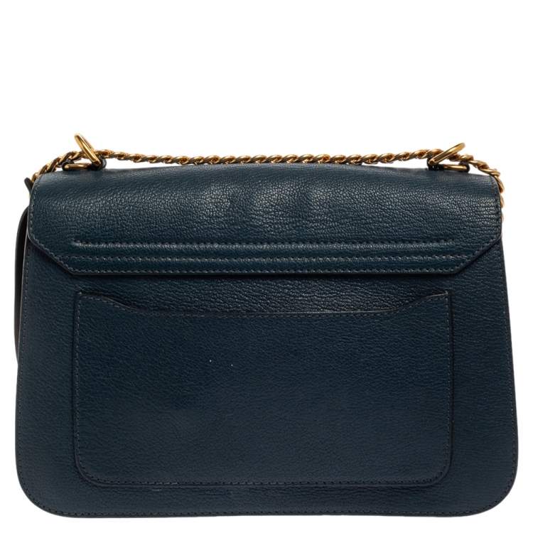 Pre Owned Chloe Blue Leather and Suede Mily Shoulder Bag