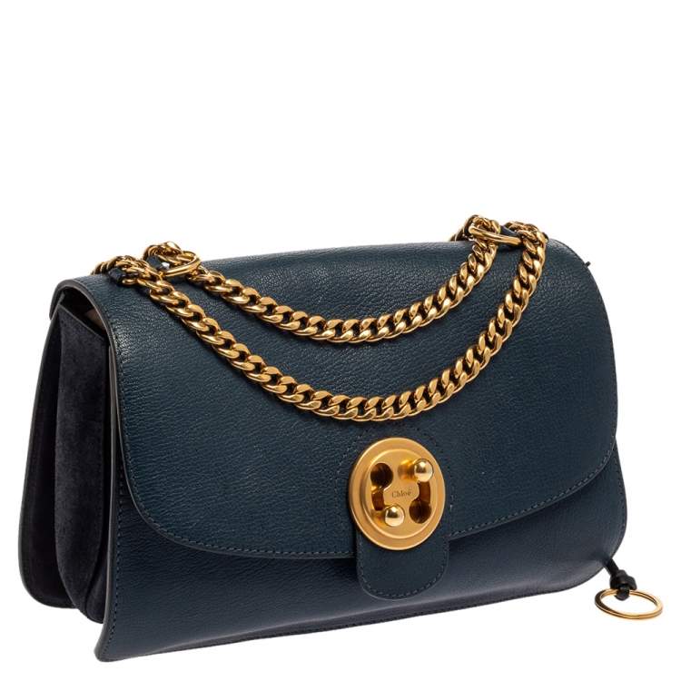 Pre Owned Chloe Blue Leather and Suede Mily Shoulder Bag