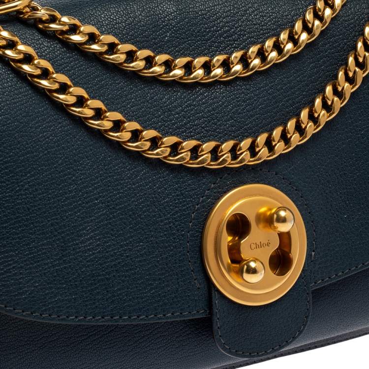 Pre Owned Chloe Blue Leather and Suede Mily Shoulder Bag
