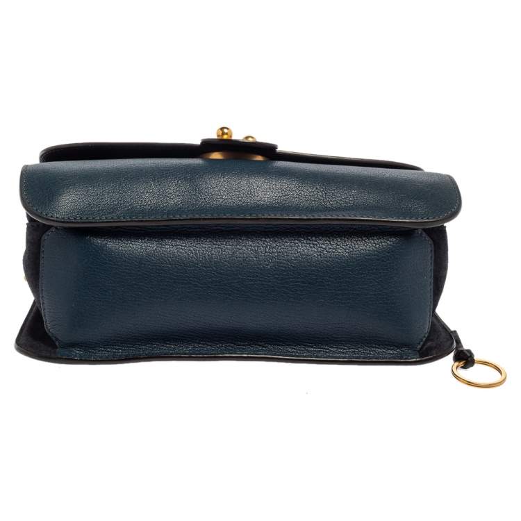 Pre Owned Chloe Blue Leather and Suede Mily Shoulder Bag