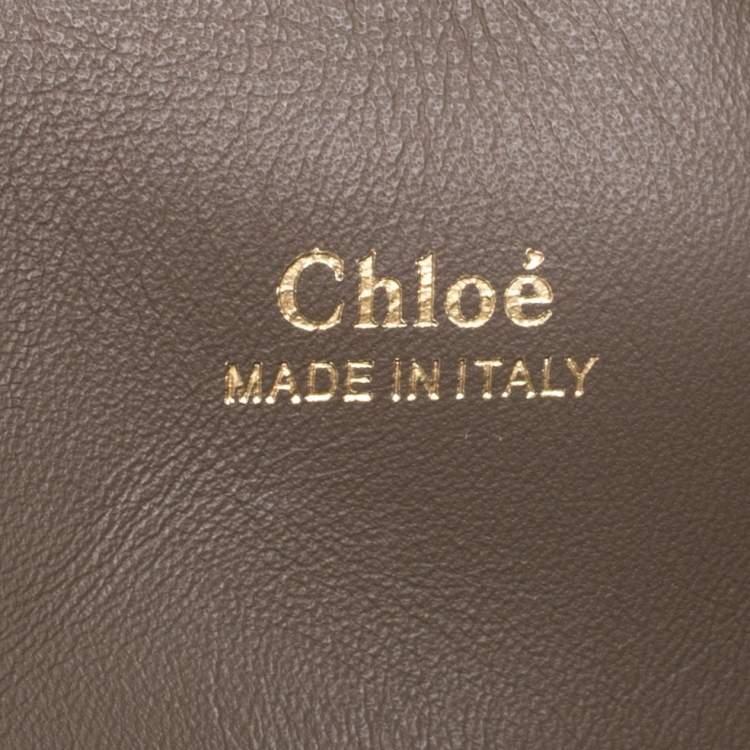Pre Owned Chloe Dark Beige/Grey Leather Medium Baylee Tote