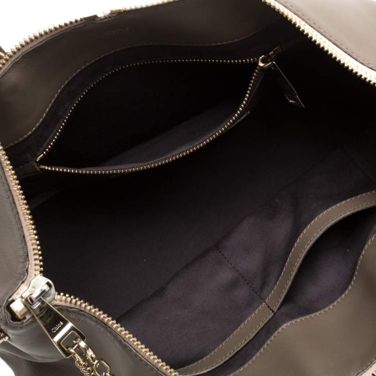 Pre Owned Chloe Dark Beige/Grey Leather Medium Baylee Tote