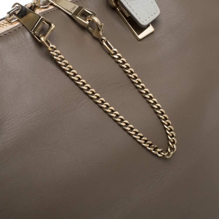 Pre Owned Chloe Dark Beige/Grey Leather Medium Baylee Tote