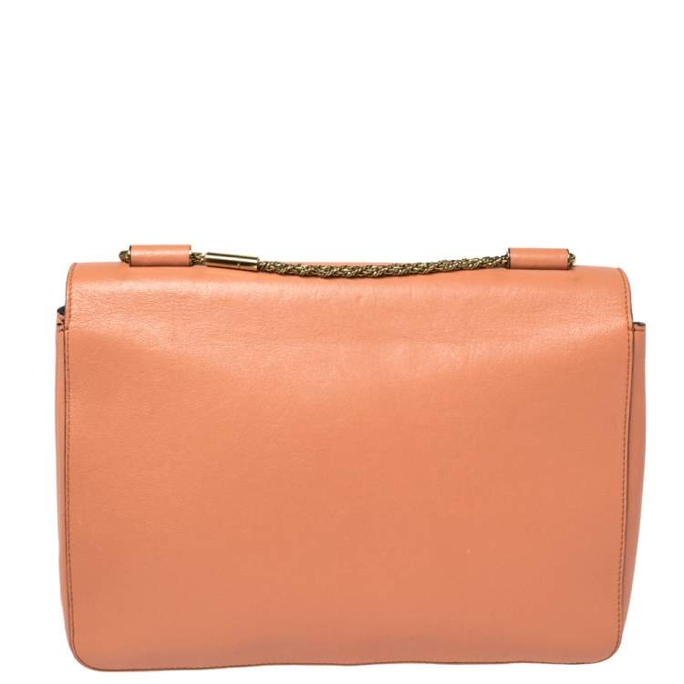 Pre Owned Chloe Coral Orange Leather Large Elsie Shoulder Bag