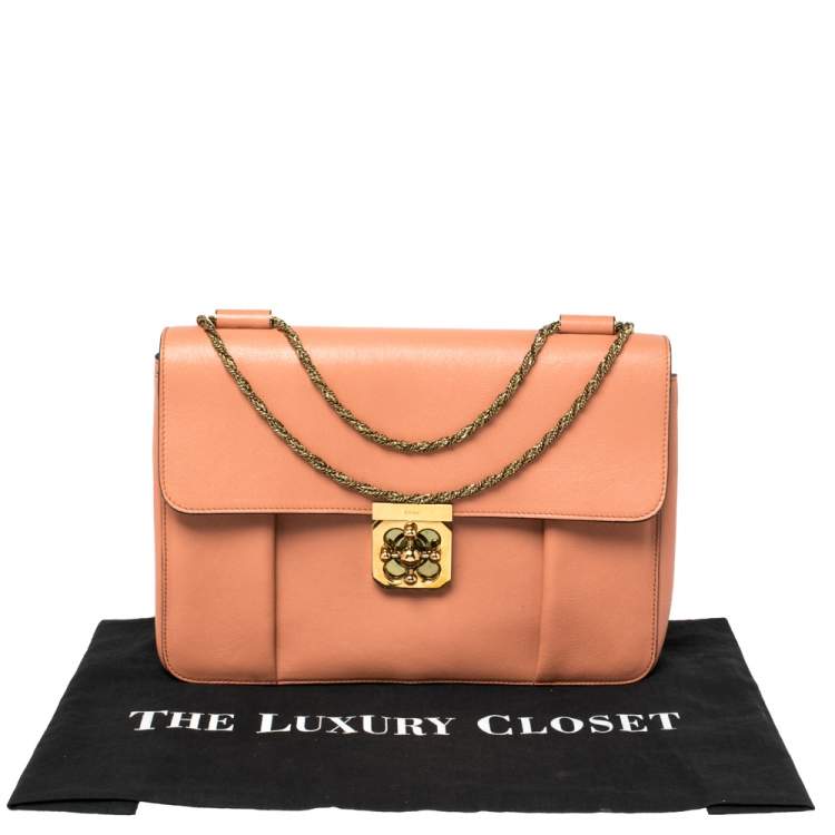 Pre Owned Chloe Coral Orange Leather Large Elsie Shoulder Bag