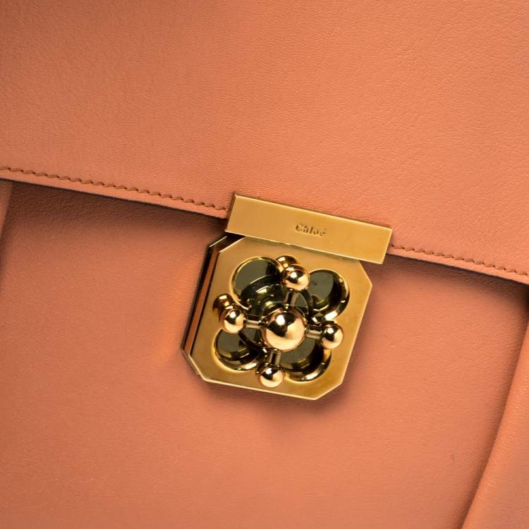 Pre Owned Chloe Coral Orange Leather Large Elsie Shoulder Bag
