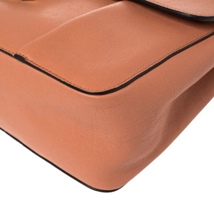 Pre Owned Chloe Coral Orange Leather Large Elsie Shoulder Bag
