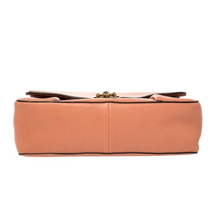 Pre Owned Chloe Coral Orange Leather Large Elsie Shoulder Bag