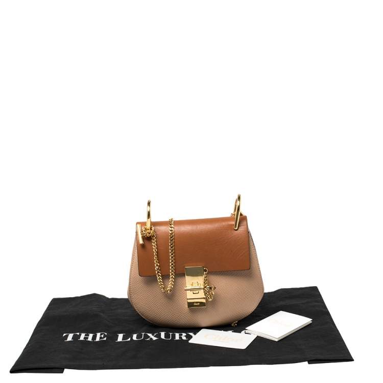 Pre Owned Chloe Beige/Brown Leather Small Drew Shoulder Bag