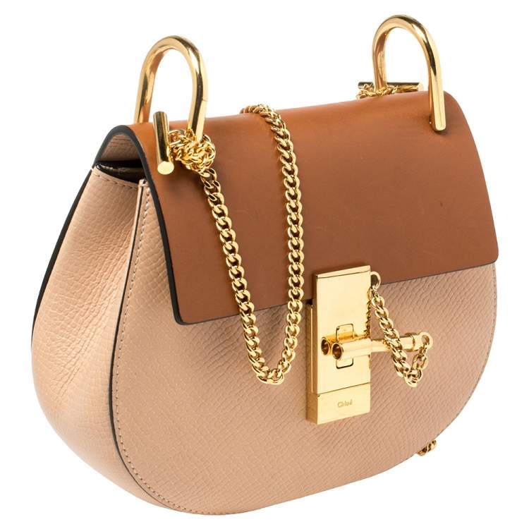 Pre Owned Chloe Beige/Brown Leather Small Drew Shoulder Bag