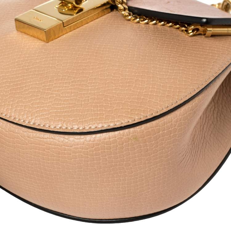 Pre Owned Chloe Beige/Brown Leather Small Drew Shoulder Bag