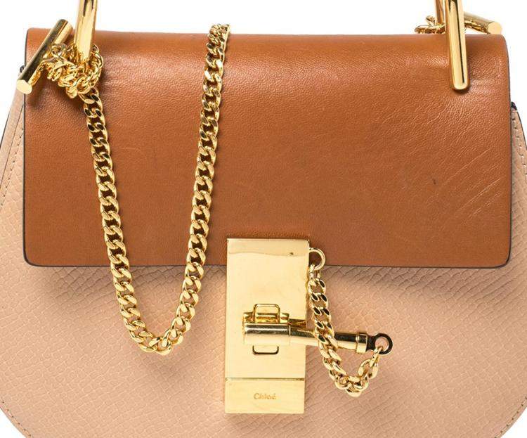 Pre Owned Chloe Beige/Brown Leather Small Drew Shoulder Bag