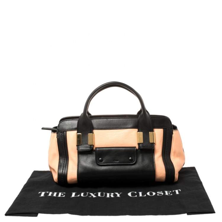 Pre Owned Chloe Beige/Black Leather Alice Satchel Bag