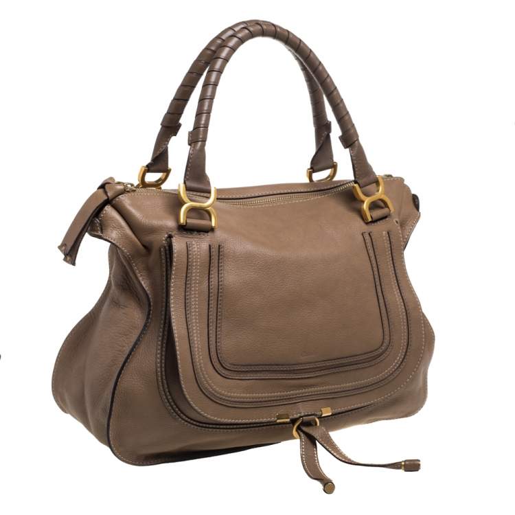Pre Owned Chloe Beige Leather Large Marcie Satchel