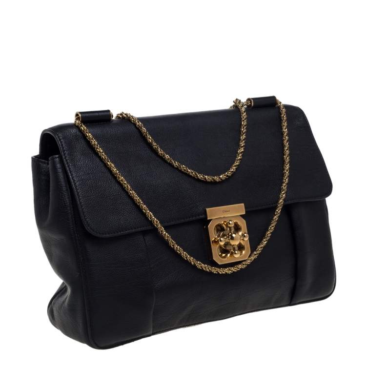 Pre Owned Chloe Black Leather Large Elsie Shoulder Bag