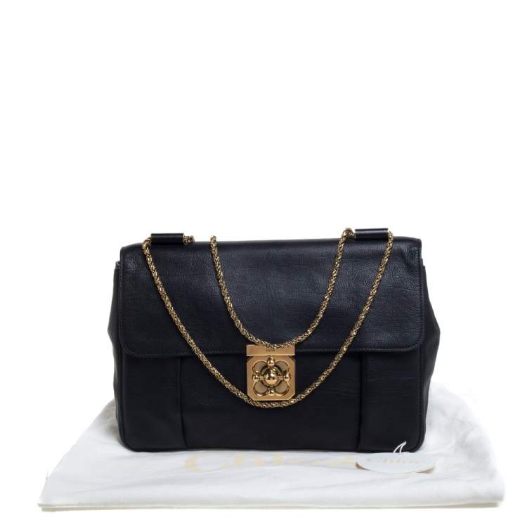 Pre Owned Chloe Black Leather Large Elsie Shoulder Bag