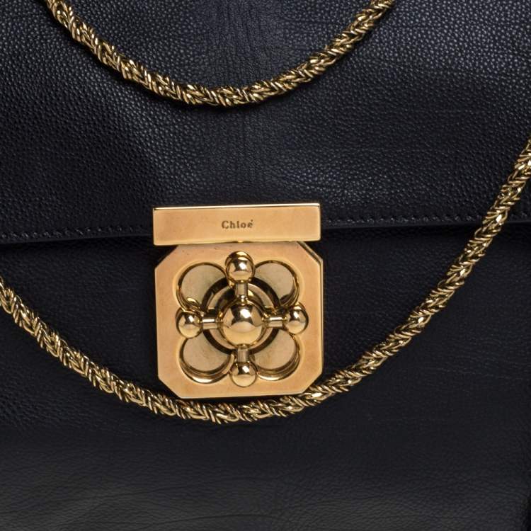 Pre Owned Chloe Black Leather Large Elsie Shoulder Bag