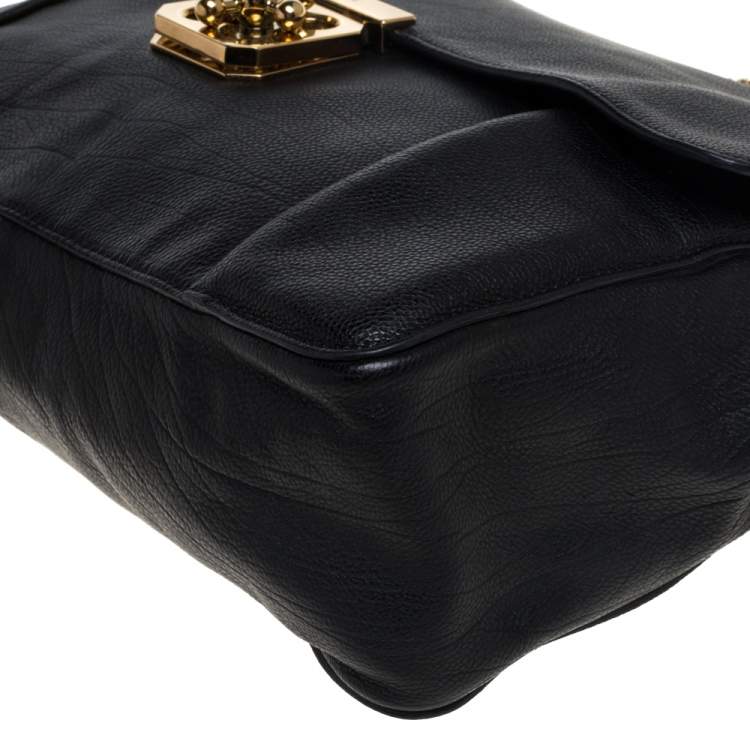Pre Owned Chloe Black Leather Large Elsie Shoulder Bag