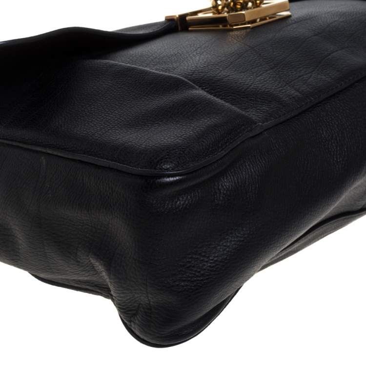 Pre Owned Chloe Black Leather Large Elsie Shoulder Bag