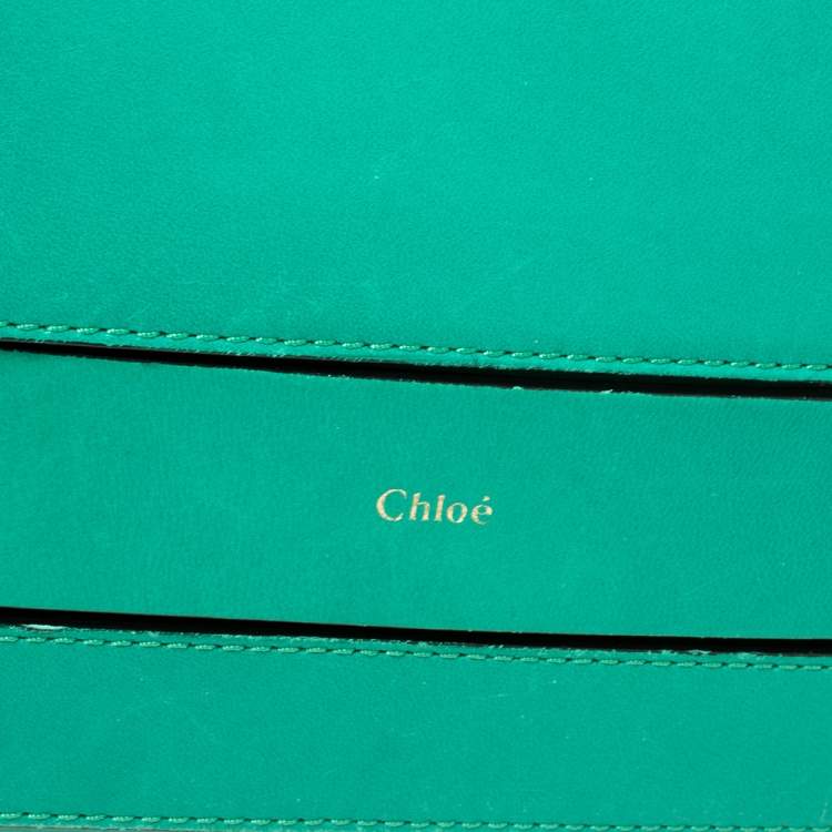 Pre Owned Chlor Green Leather Medium Elle Shoulder Bag