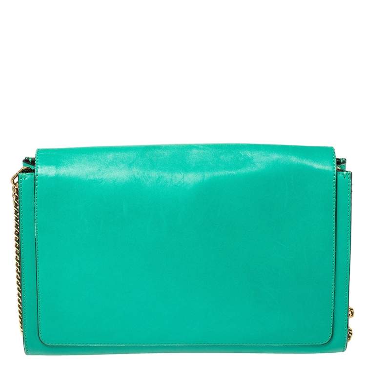 Pre Owned Chlor Green Leather Medium Elle Shoulder Bag