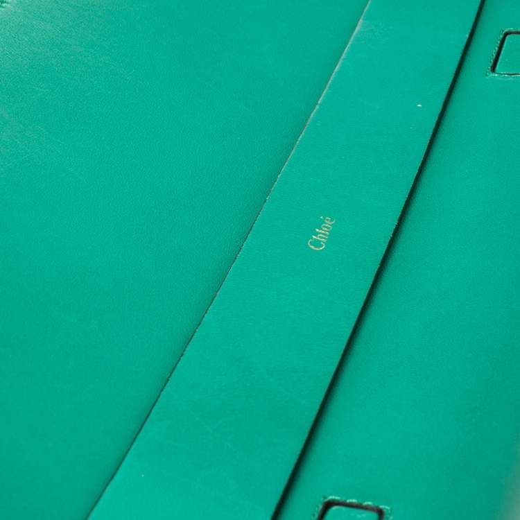 Pre Owned Chlor Green Leather Medium Elle Shoulder Bag