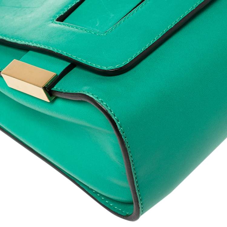 Pre Owned Chlor Green Leather Medium Elle Shoulder Bag