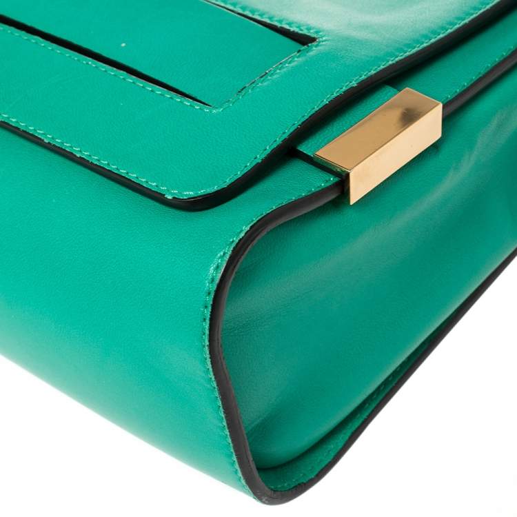 Pre Owned Chlor Green Leather Medium Elle Shoulder Bag