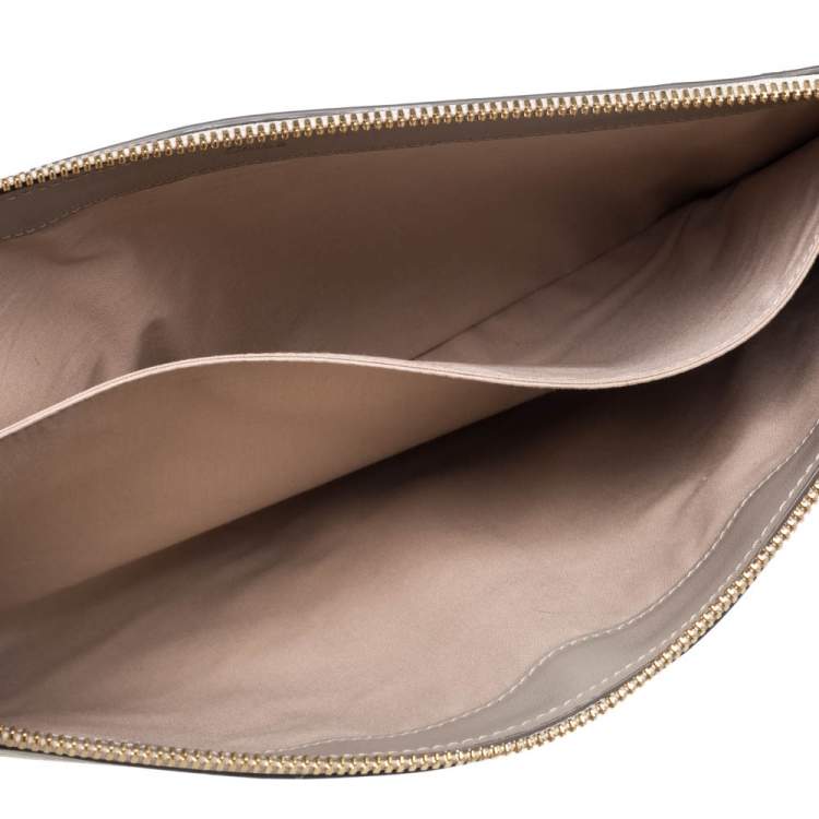 Pre Owned Chloe Beige Leather Little Horses Embroidered Zip Pouch