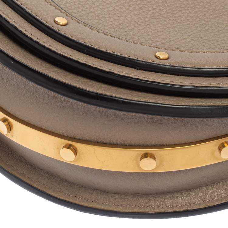 Pre Owned Chloe Taupe Leather Small Nile Bracelet Minaudiere Crossbody Bag 