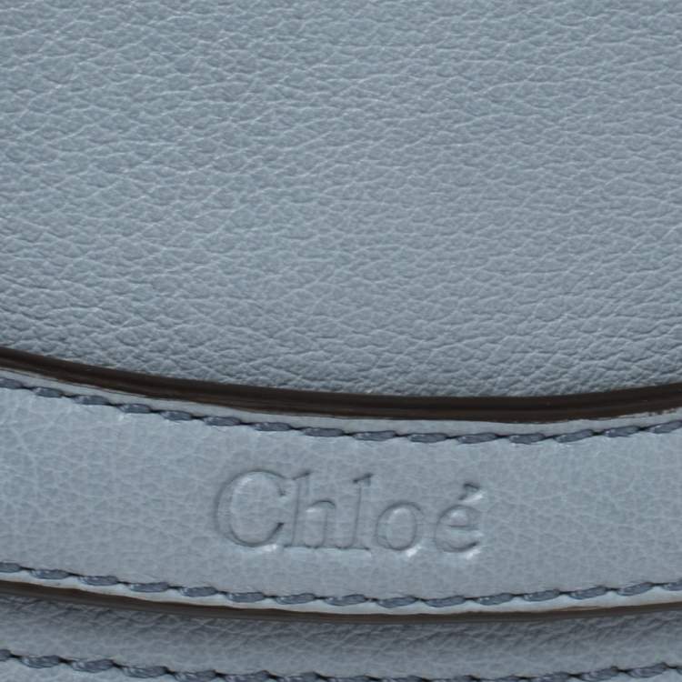 Pre Owned Chloe Blue Leather Small Nile Bracelet Minaudiere Crossbody Bag