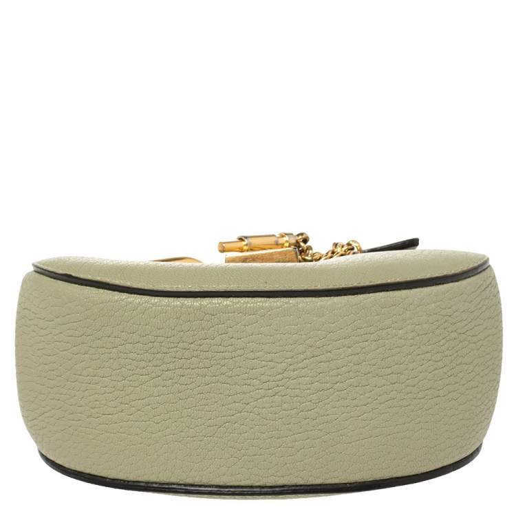 Pre Owned Chloe Green Grained Leather Nano Drew Shoulder Bag