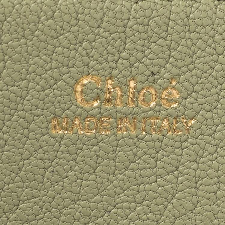 Pre Owned Chloe Green Grained Leather Nano Drew Shoulder Bag