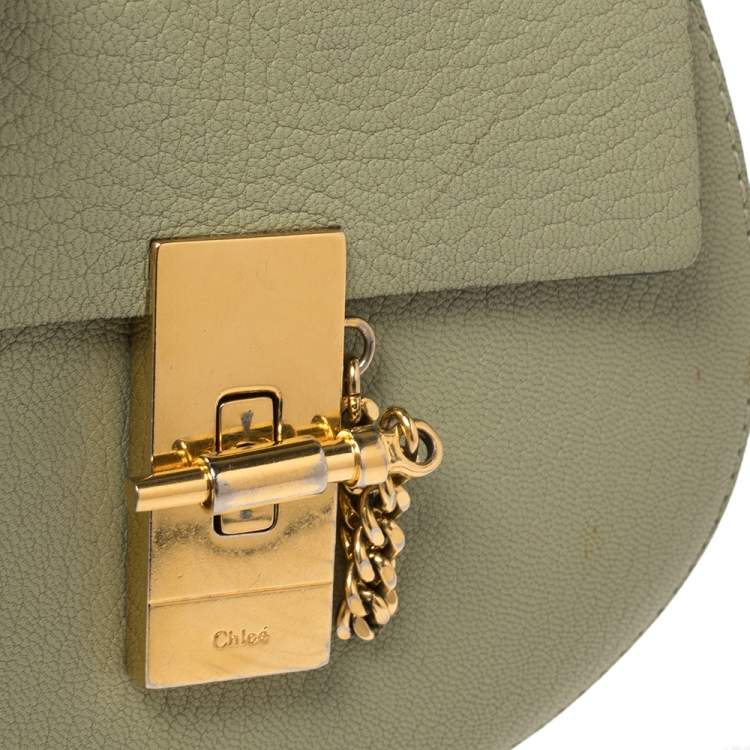 Pre Owned Chloe Green Grained Leather Nano Drew Shoulder Bag