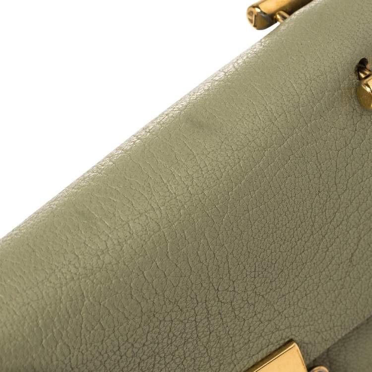Pre Owned Chloe Green Grained Leather Nano Drew Shoulder Bag