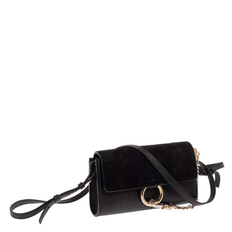 Pre Owned Chloe Black Leather and Suede Mini Faye Crossbody Bag