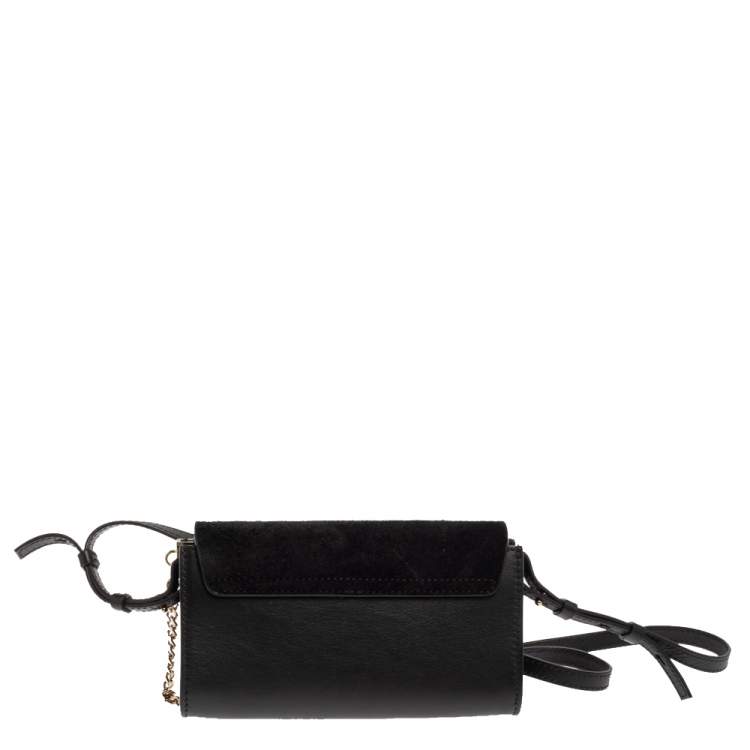 Pre Owned Chloe Black Leather and Suede Mini Faye Crossbody Bag