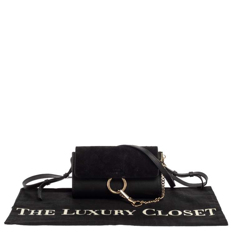 Pre Owned Chloe Black Leather and Suede Mini Faye Crossbody Bag
