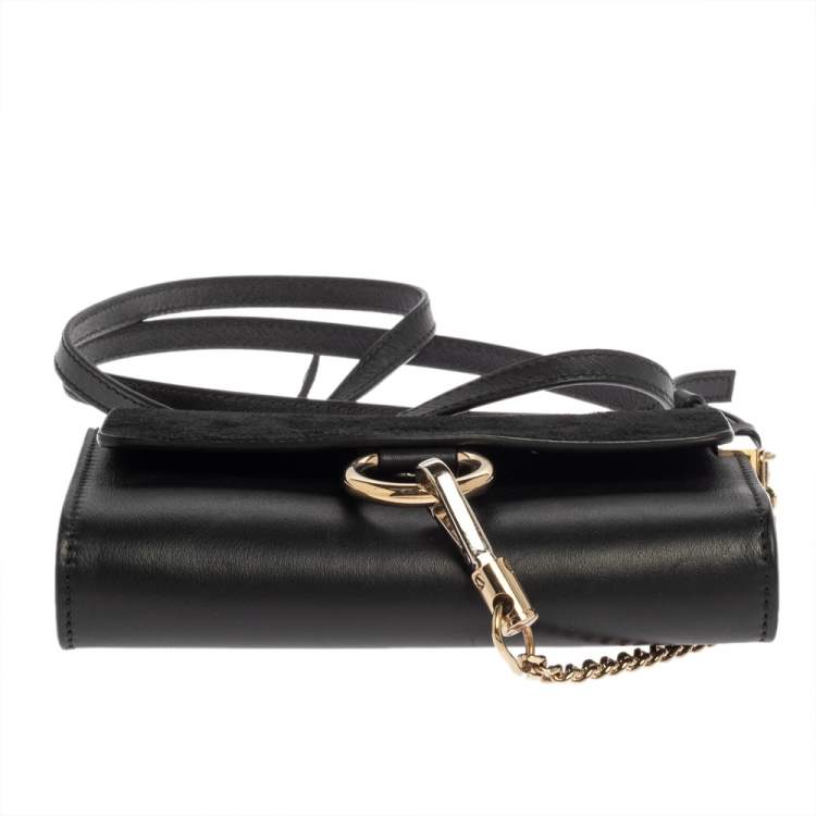 Pre Owned Chloe Black Leather and Suede Mini Faye Crossbody Bag