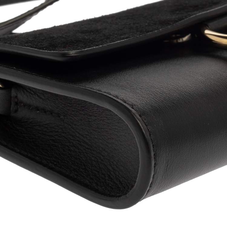 Pre Owned Chloe Black Leather and Suede Mini Faye Crossbody Bag