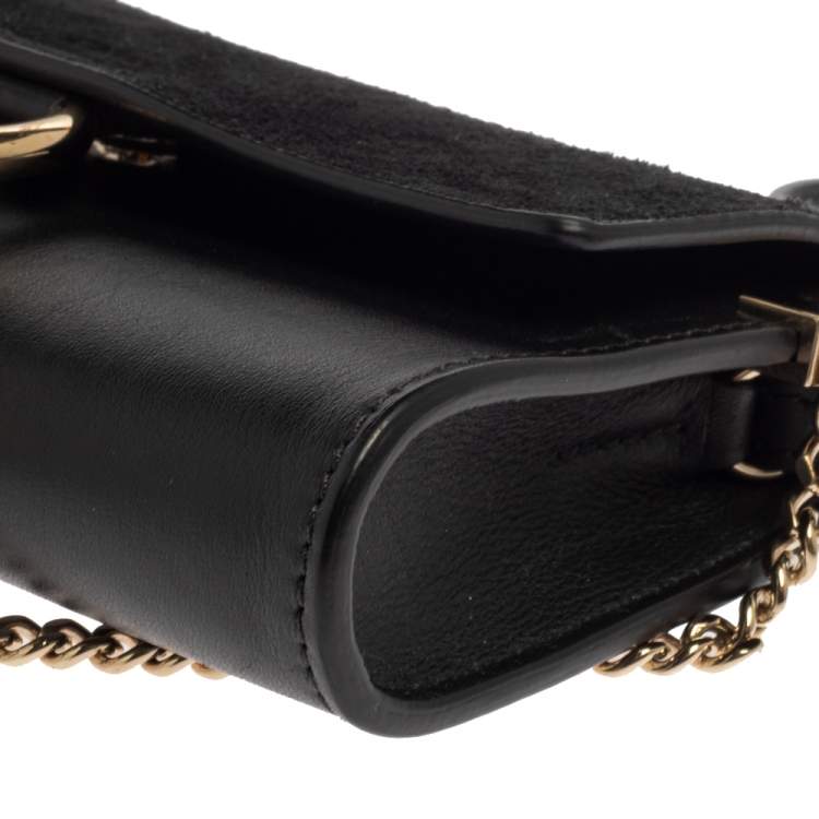 Pre Owned Chloe Black Leather and Suede Mini Faye Crossbody Bag