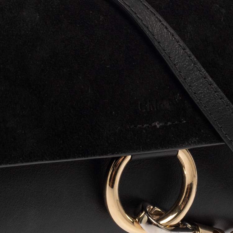 Pre Owned Chloe Black Leather and Suede Mini Faye Crossbody Bag